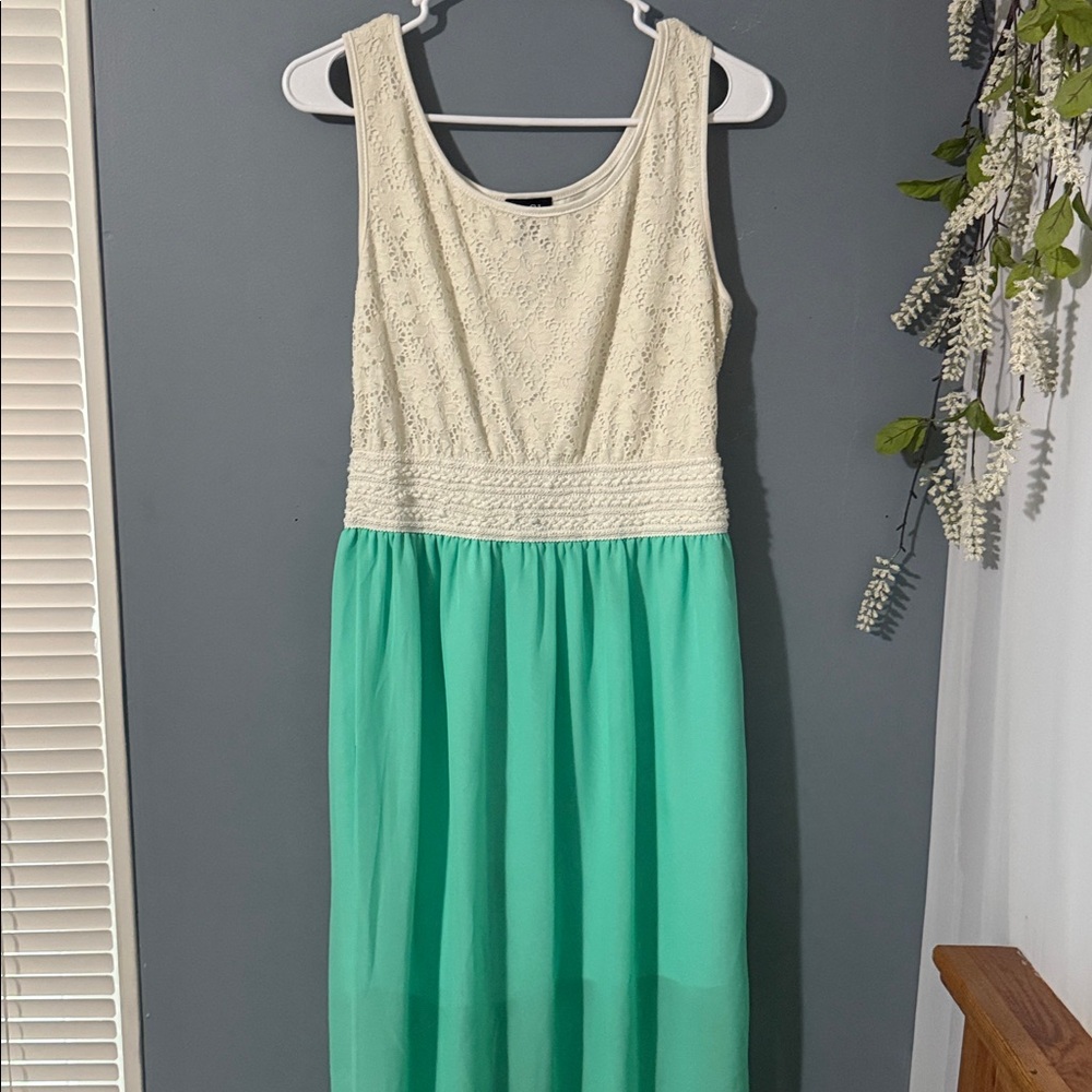Rue21 Cream Lace Top with Mint Green Skirt Dress